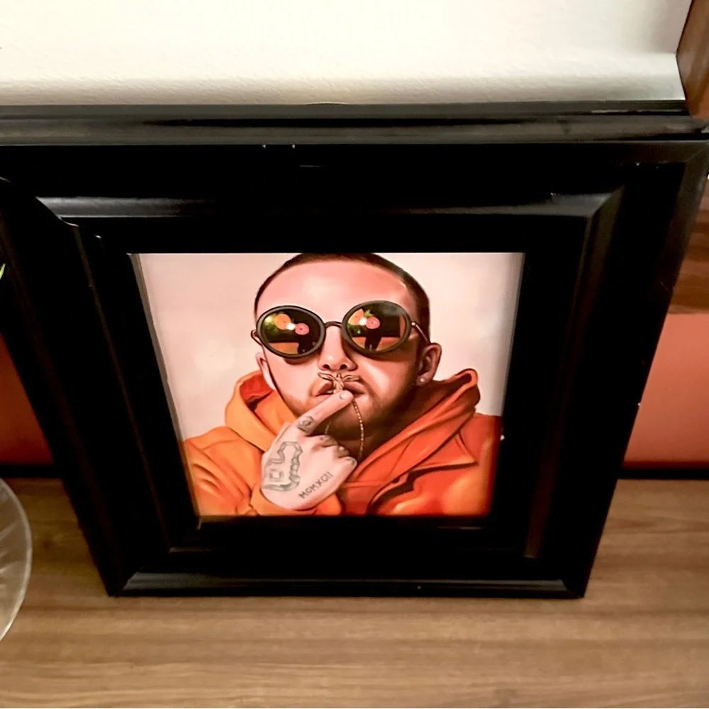 Mac Miller Canvas Art Print Black Framed Wall Art Rapper Hip Hop RIP Sunglasses